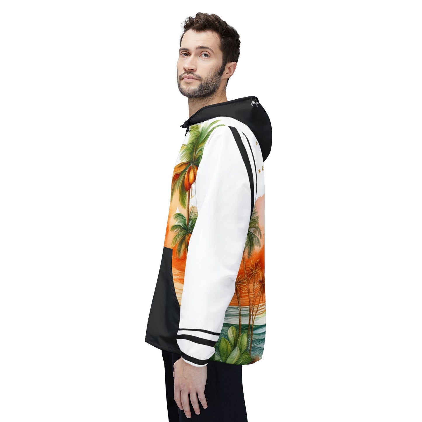 Kihei Tropical Sunset Windbreaker Jacket, Beachwear, Summer Fashion, Outdoor Adventure, Vacation Gear, Gift for Travel Lovers