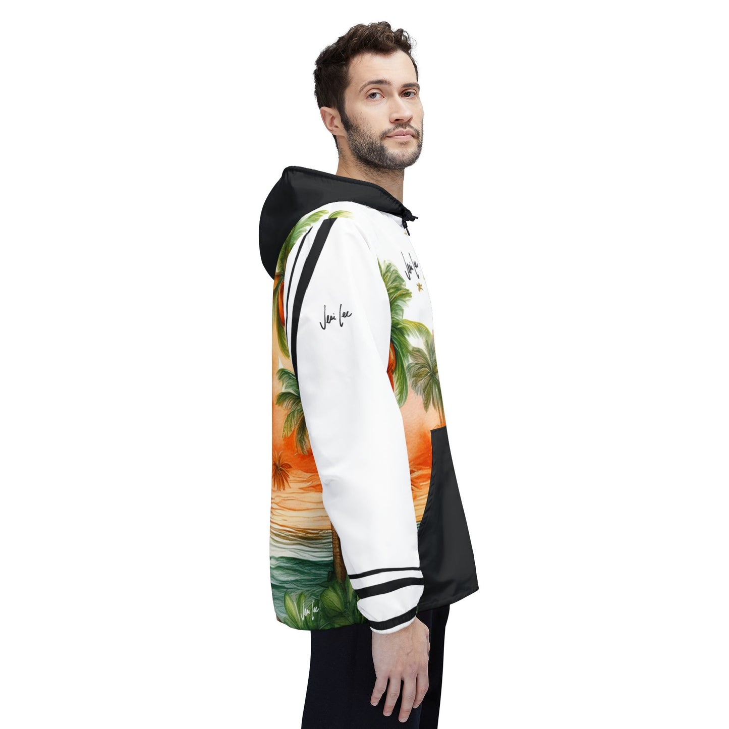 Kihei Tropical Sunset Windbreaker Jacket, Beachwear, Summer Fashion, Outdoor Adventure, Vacation Gear, Gift for Travel Lovers