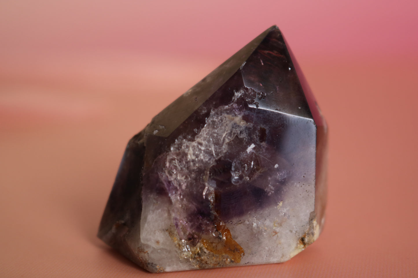 SMOKY AMETHYST QUARTZ TOWER - SIDE SLOPE
