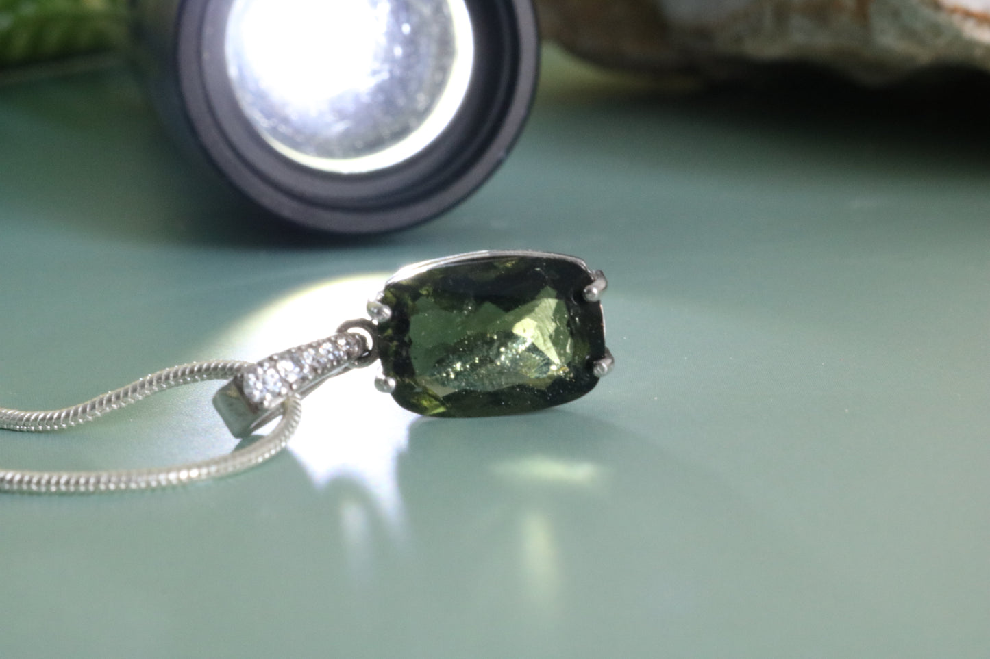 FACETED MOLDAVITE PENDANT