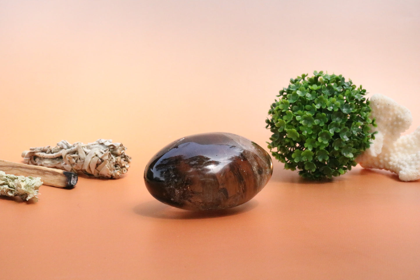 Smoky Quartz Palm Stone Grade A Lens