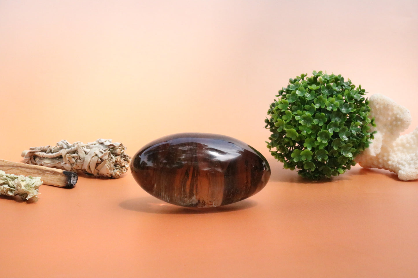 Smoky Quartz Palm Stone Grade A Lens