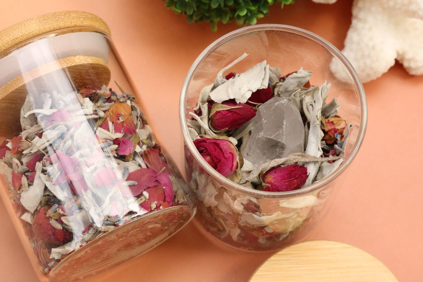 Fairy Fyre Surprise, herbal incense + clear quartz point
