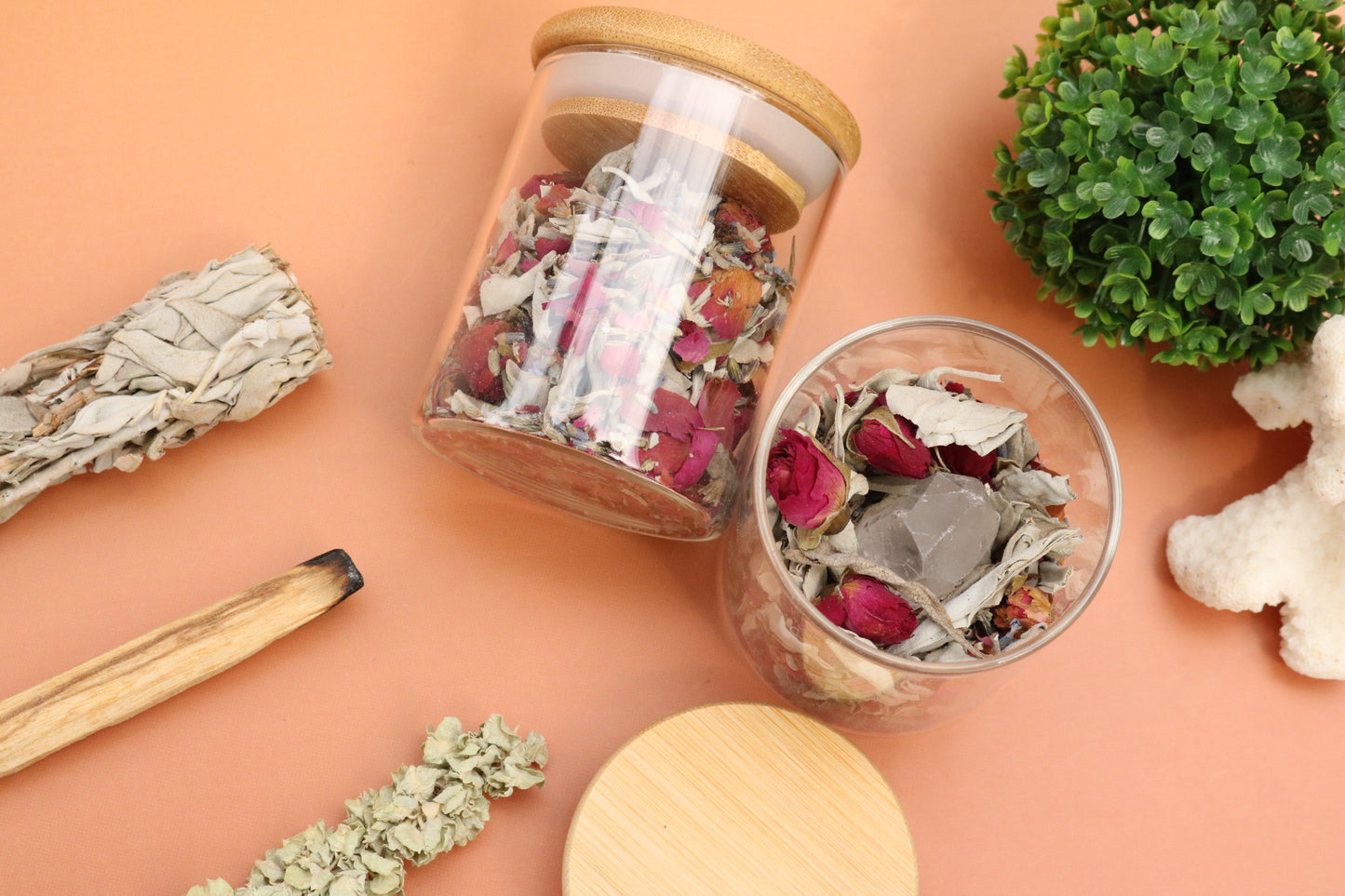 Fairy Fyre Surprise, herbal incense + clear quartz point