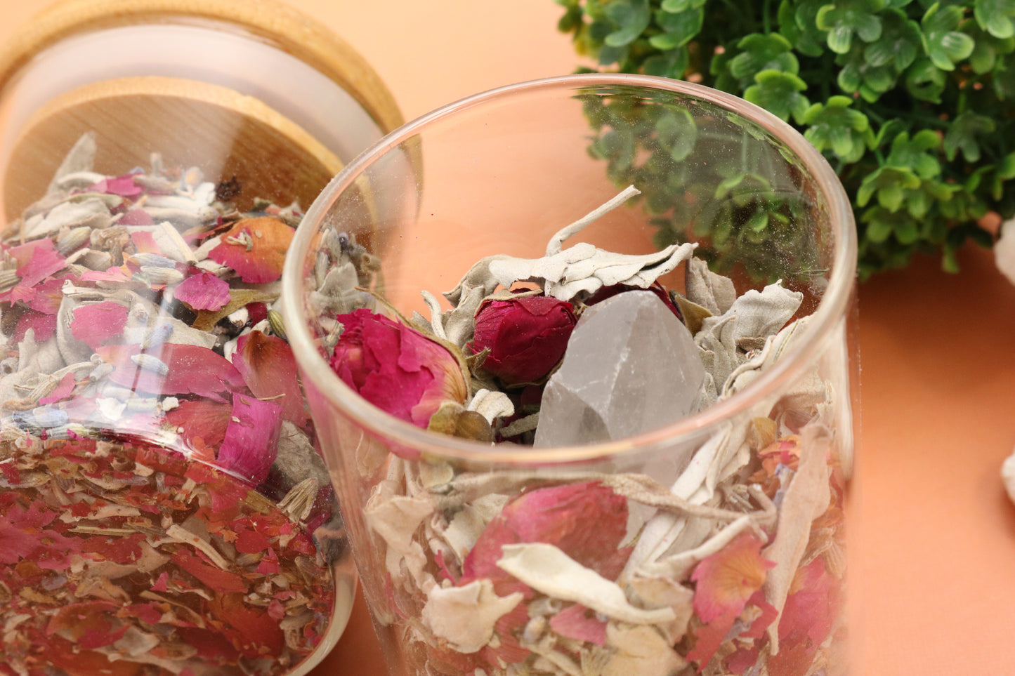 Fairy Fyre Surprise, herbal incense + clear quartz point