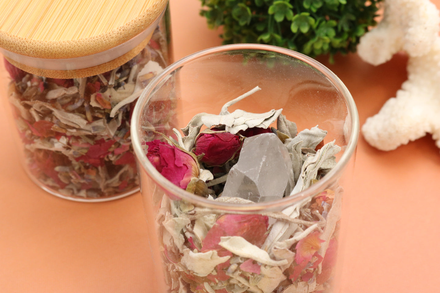 Fairy Fyre Surprise, herbal incense + clear quartz point