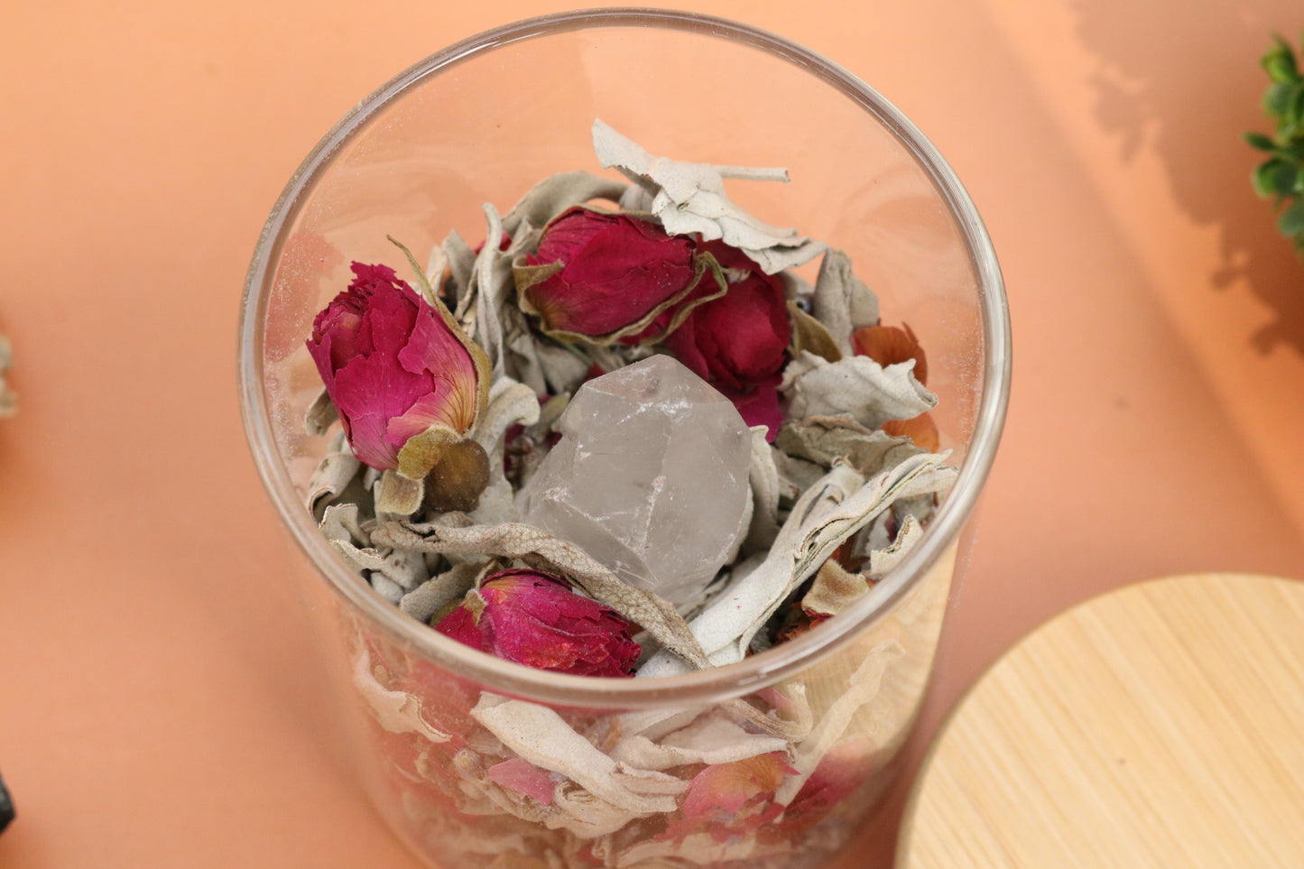 Fairy Fyre Surprise, herbal incense + clear quartz point