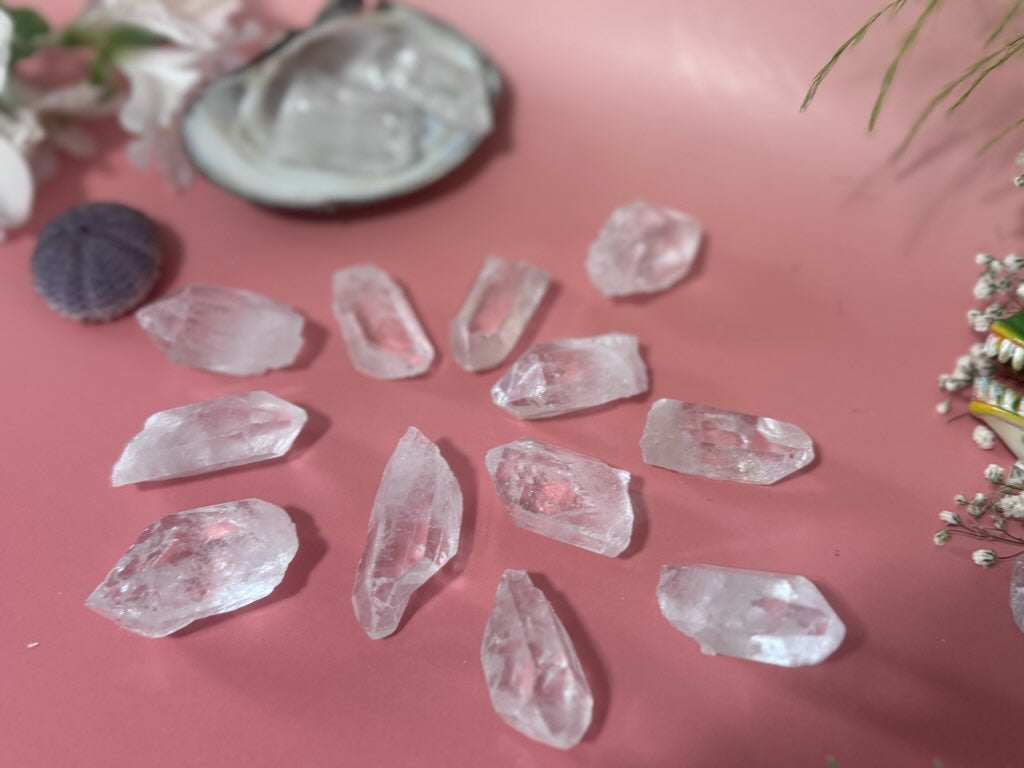 Clear Quartz crystal points, rock crystal peaks