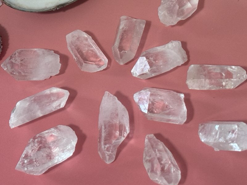 Clear Quartz crystal points, rock crystal peaks