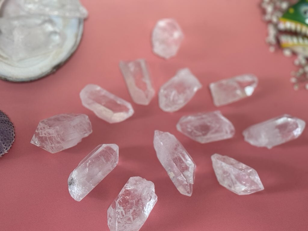 Clear Quartz crystal points, rock crystal peaks