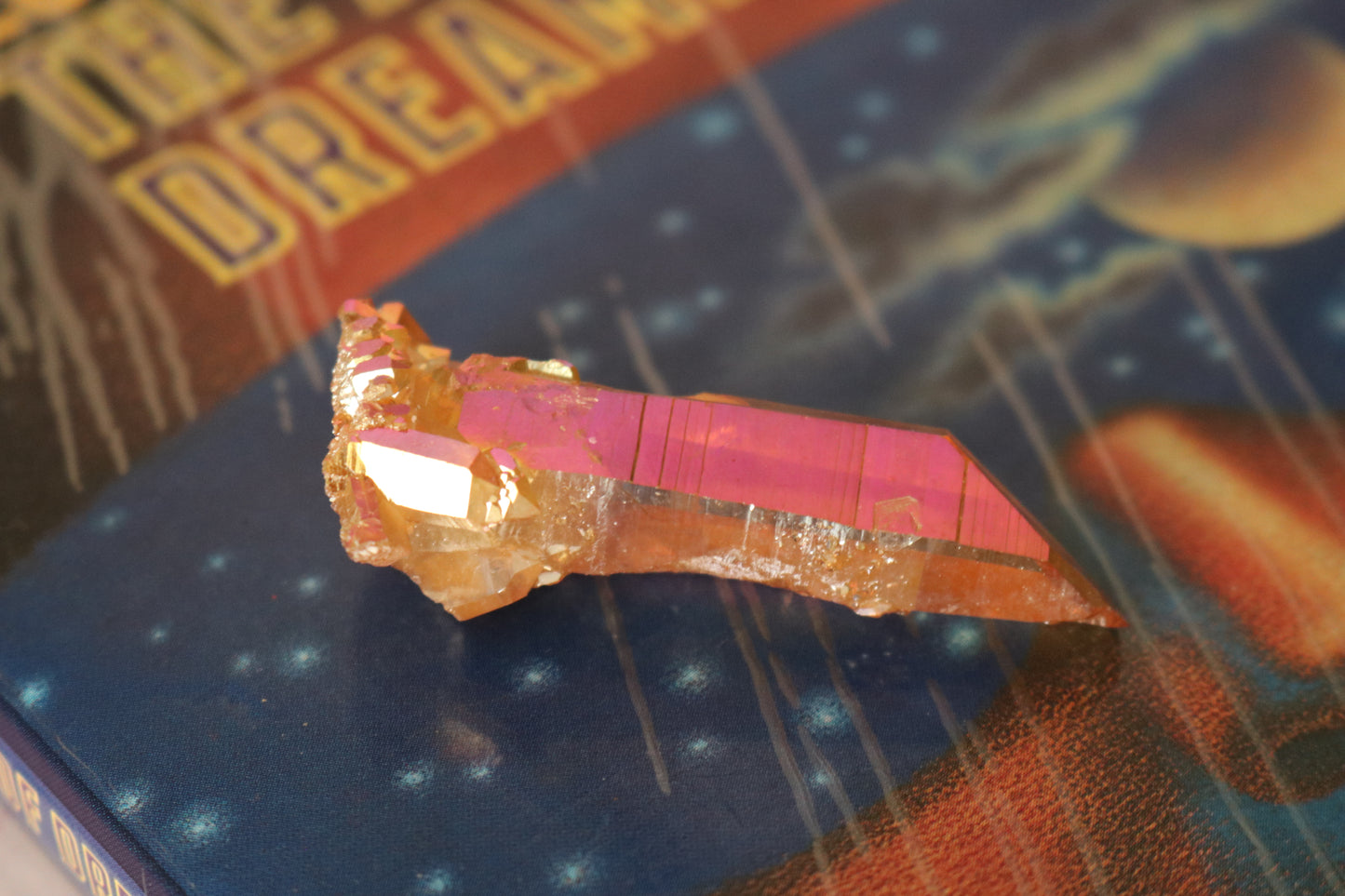 Tangerine Aura Quartz mini peak, quartz cluster