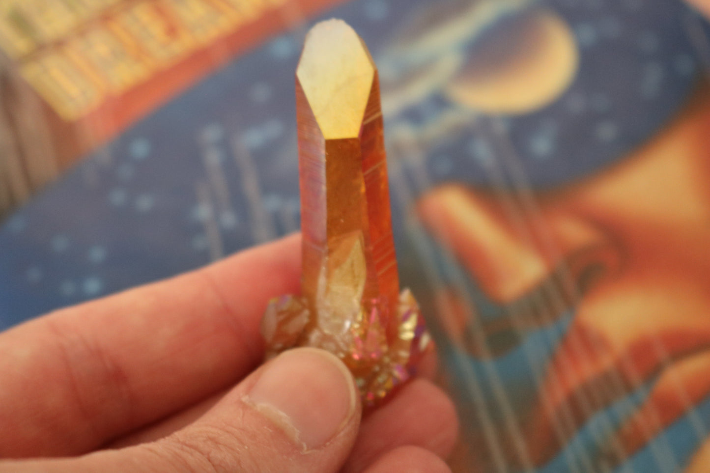 Tangerine Aura Quartz mini peak, quartz cluster