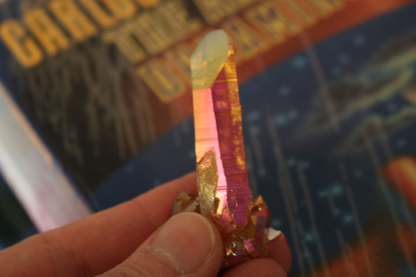 Tangerine Aura Quartz mini peak, quartz cluster