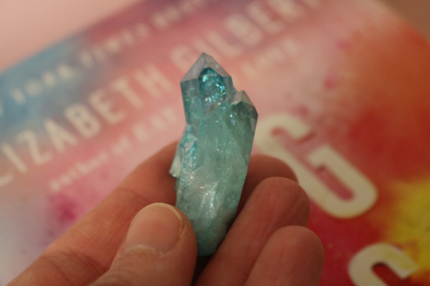 Aqua Aura Quartz mini peak, quartz cluster