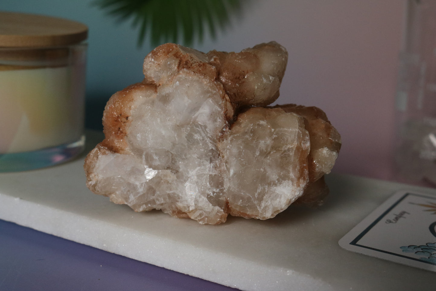 Optical Calcite with Orange Calcite roses