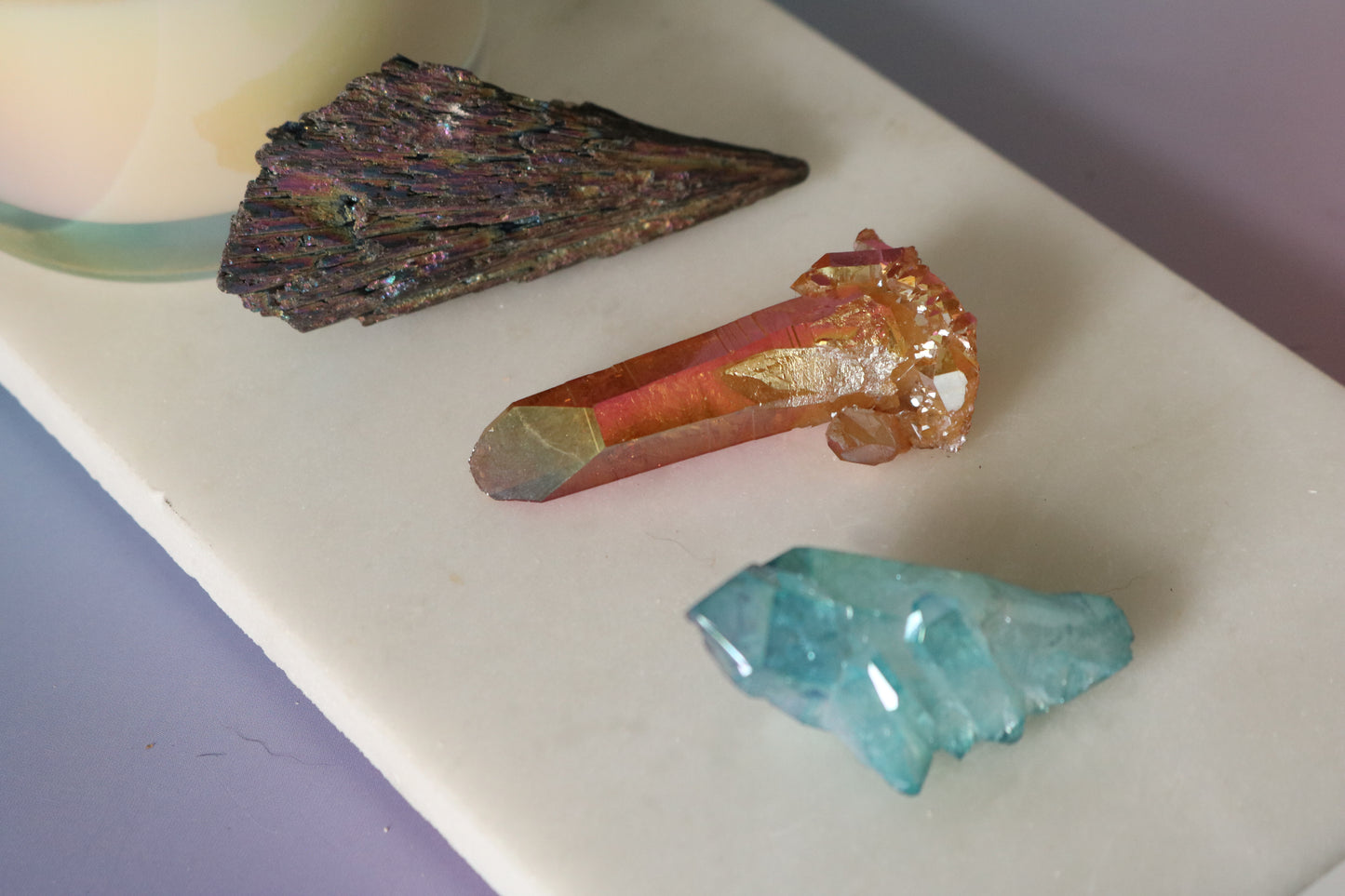 Aqua Aura Quartz mini peak, quartz cluster