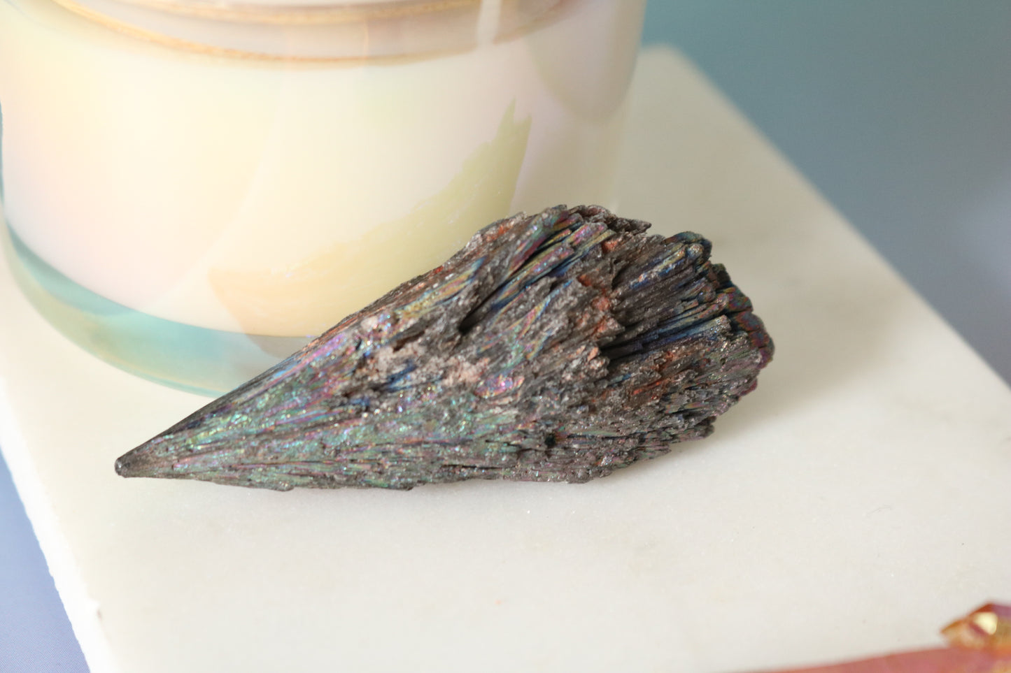 Rainbow Aura Kyanite blade