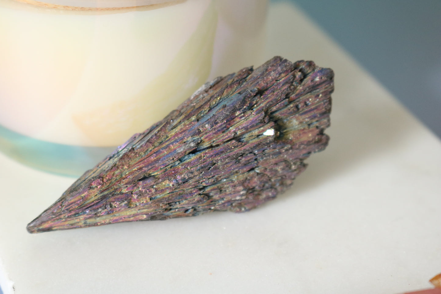 Rainbow Aura Kyanite blade