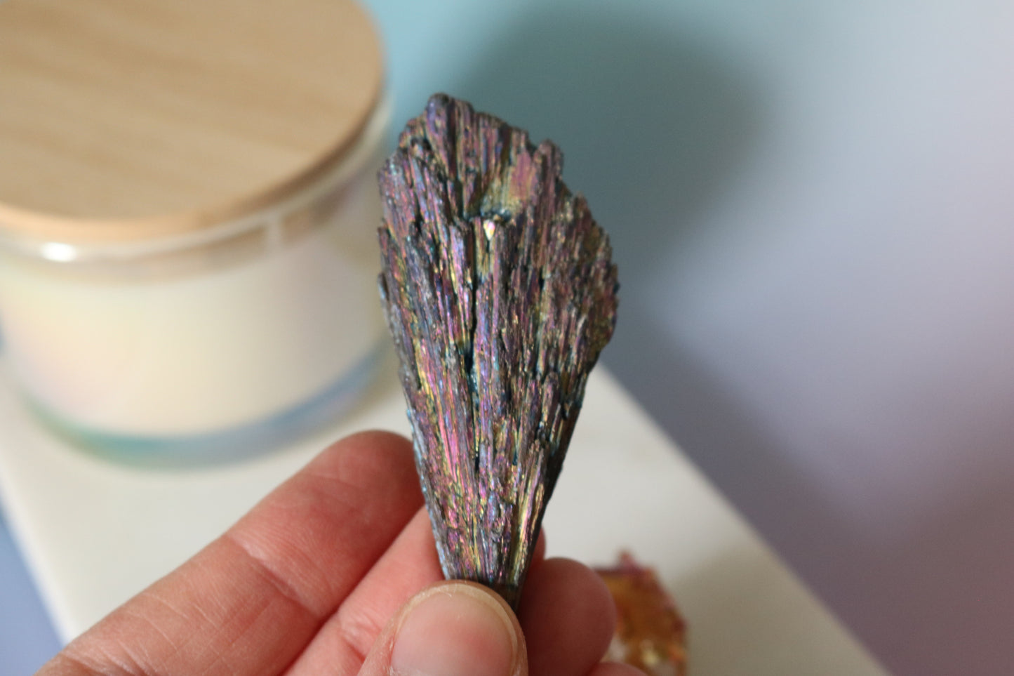 Rainbow Aura Kyanite blade