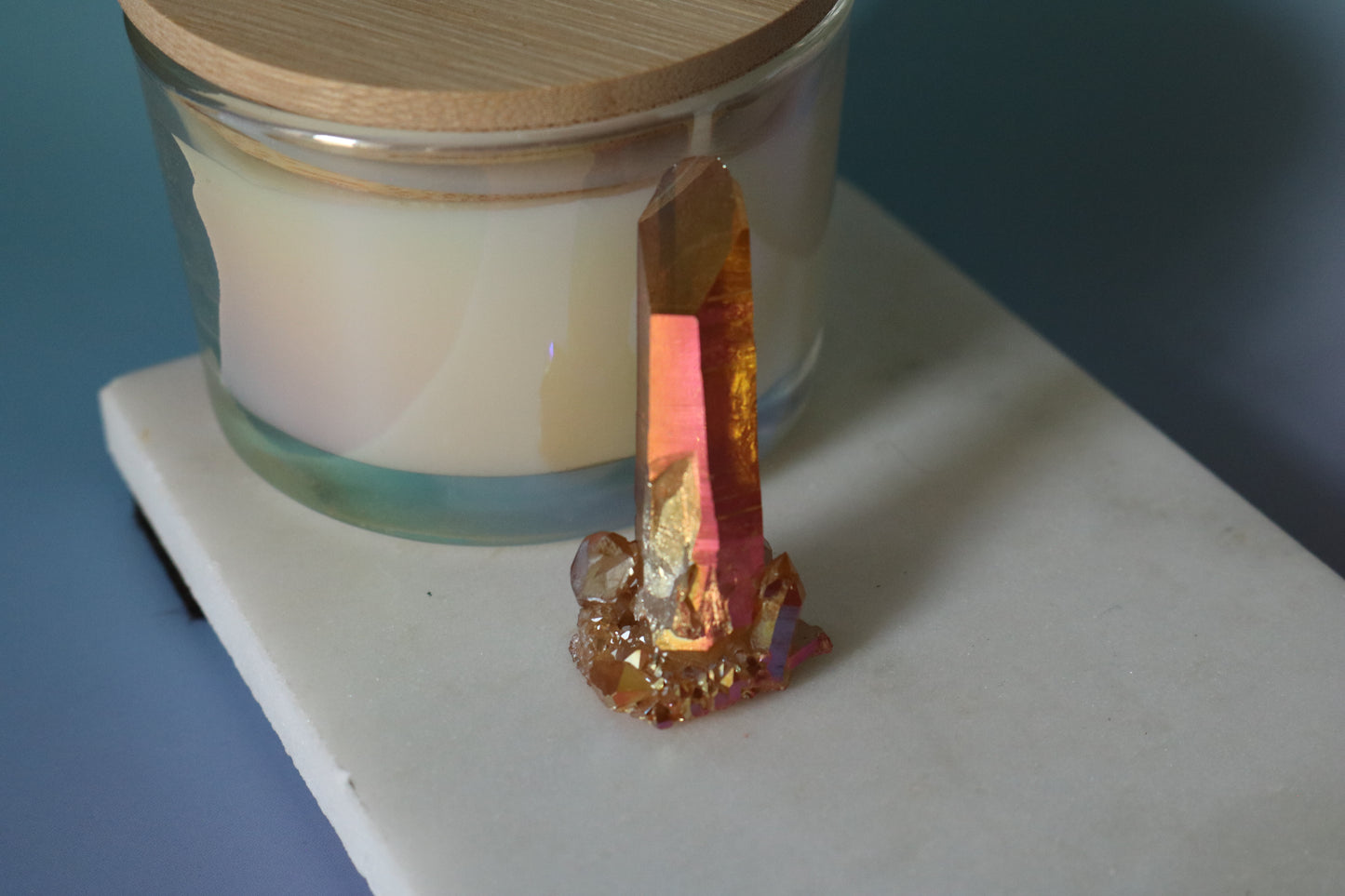 Tangerine Aura Quartz mini peak, quartz cluster