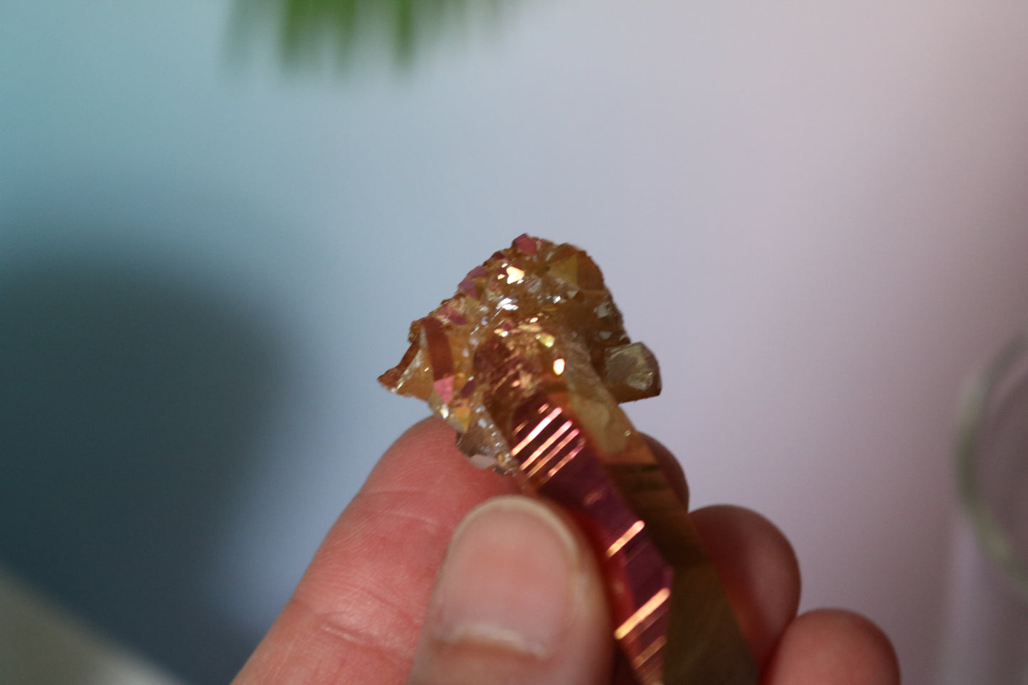Tangerine Aura Quartz mini peak, quartz cluster