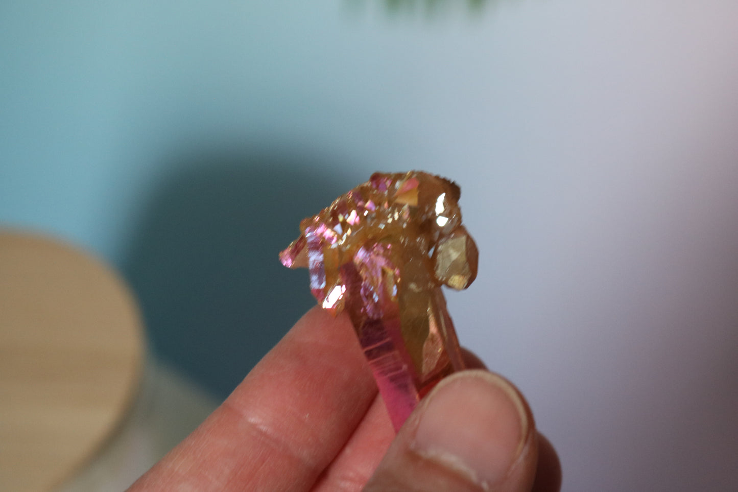 Tangerine Aura Quartz mini peak, quartz cluster