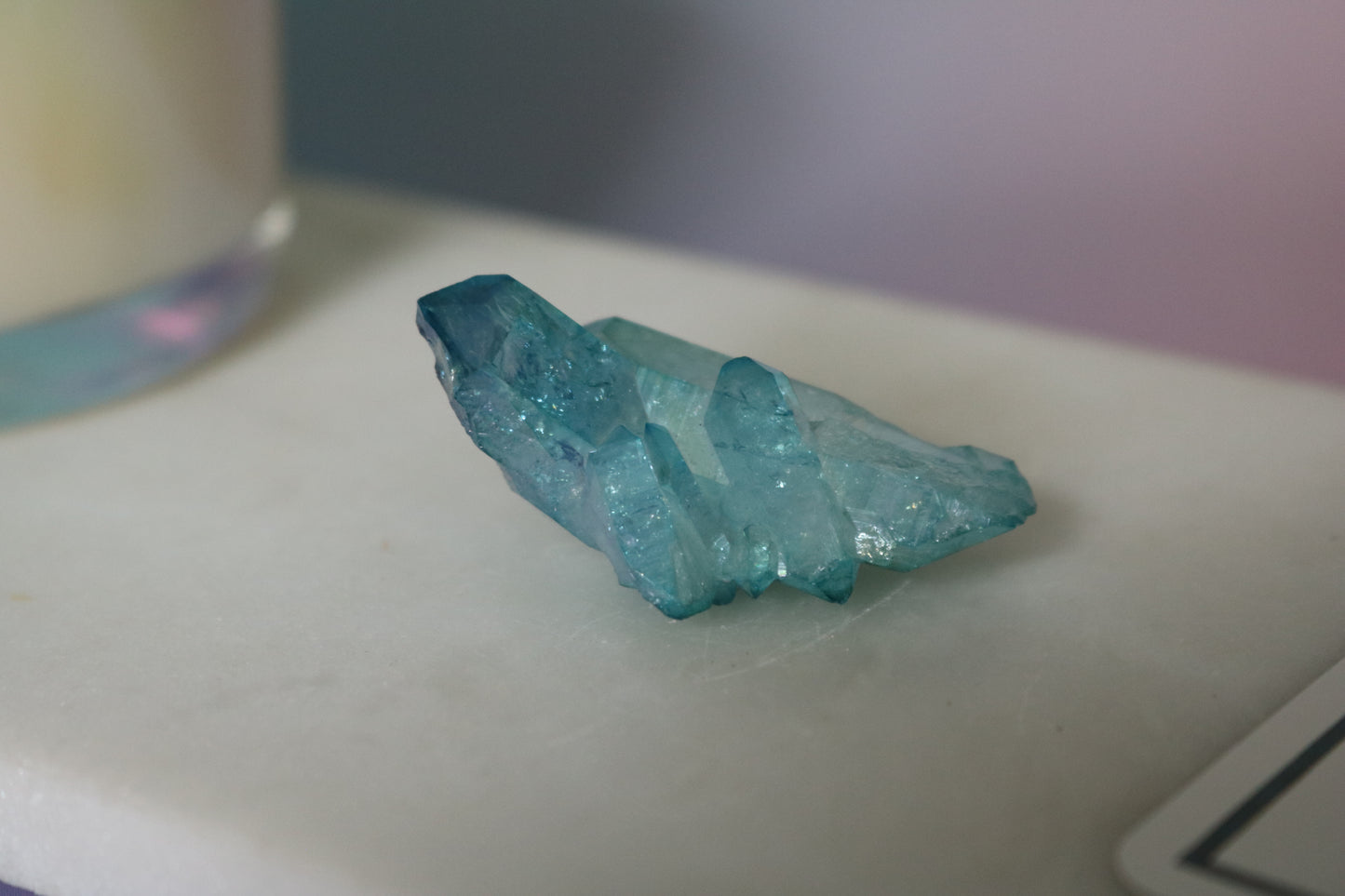 Aqua Aura Quartz mini peak, quartz cluster
