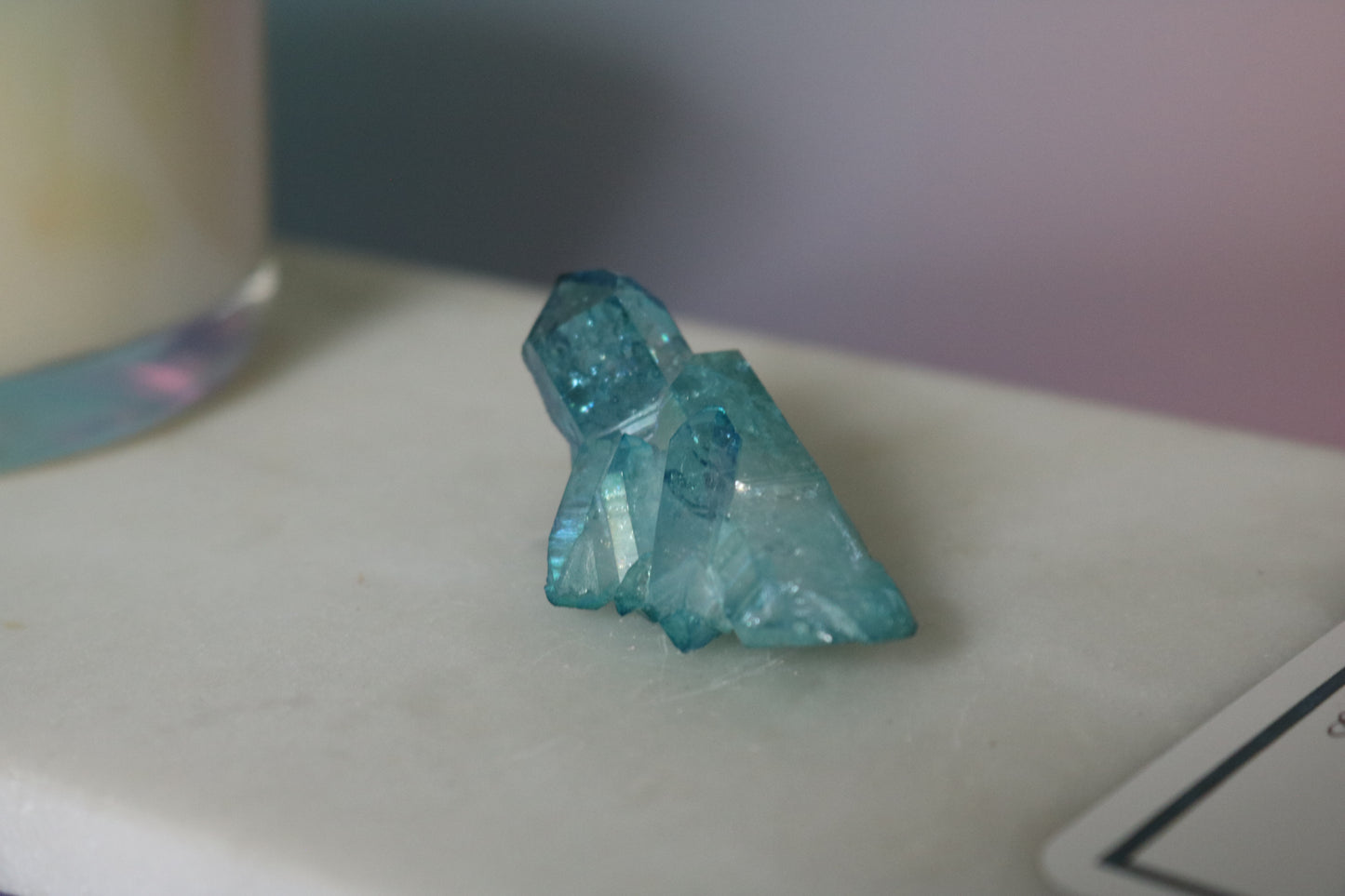 Aqua Aura Quartz mini peak, quartz cluster