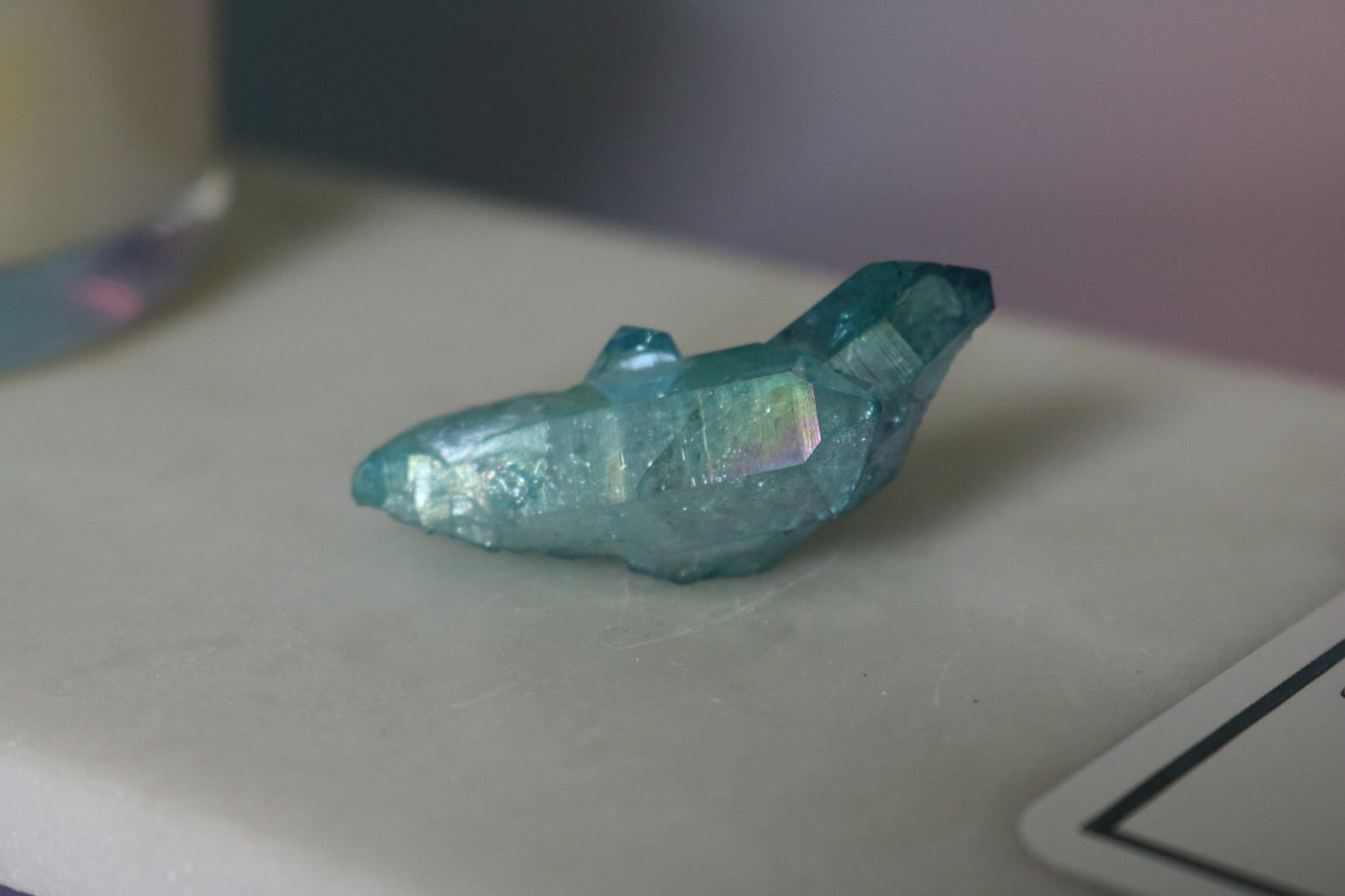 Aqua Aura Quartz mini peak, quartz cluster
