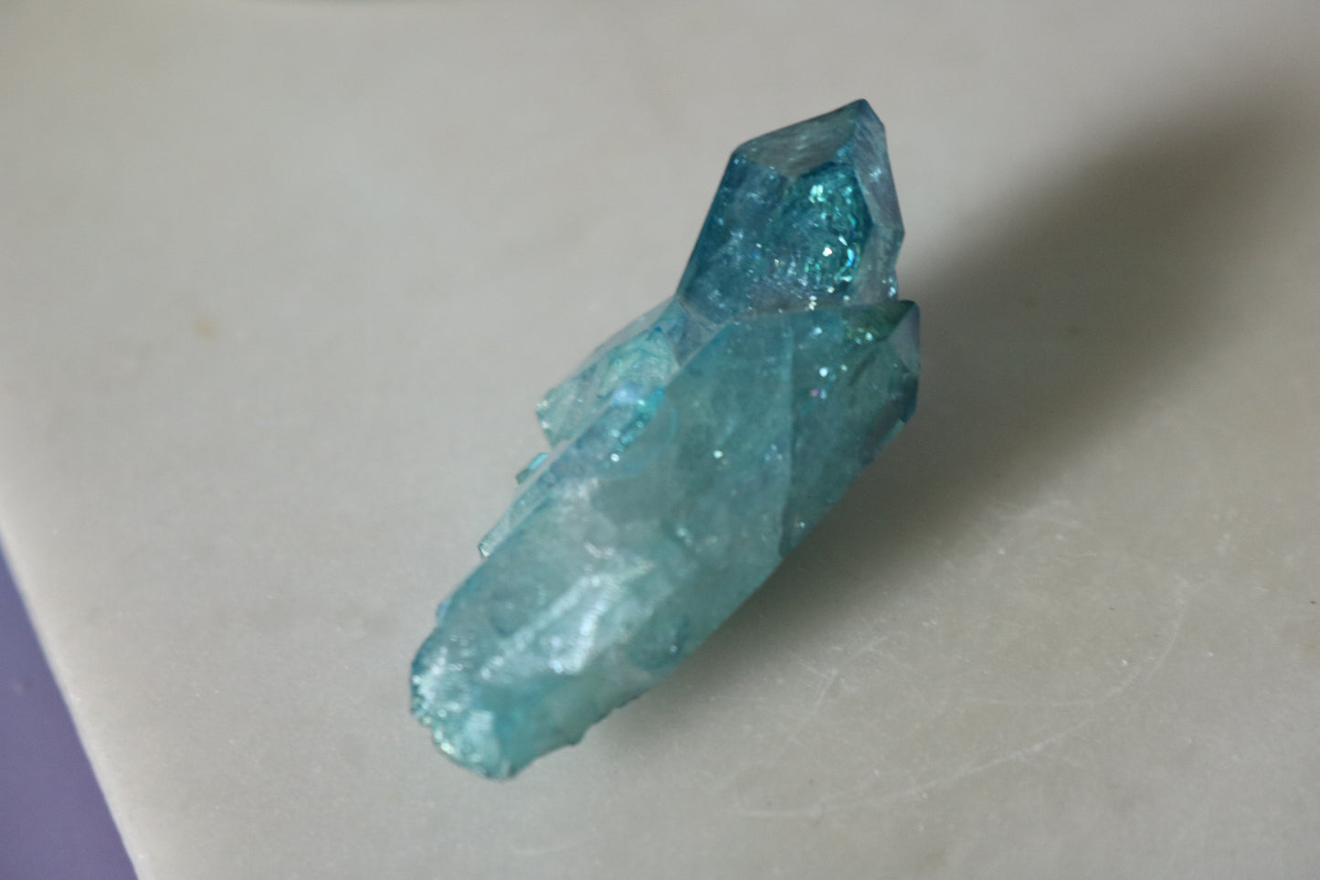 Aqua Aura Quartz mini peak, quartz cluster