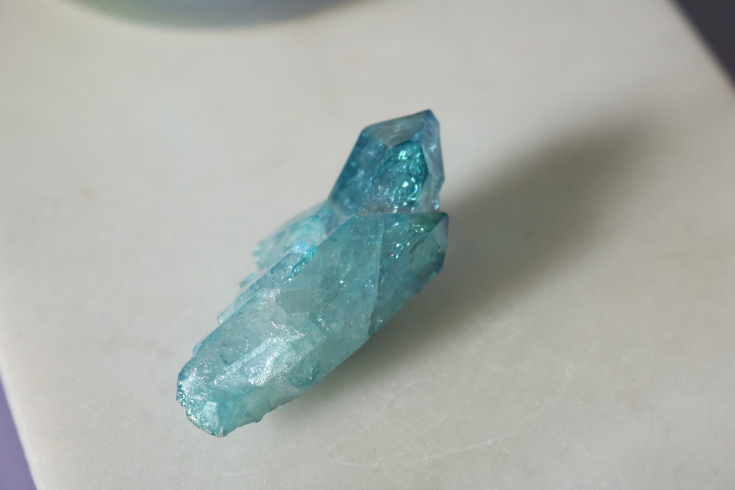 Aqua Aura Quartz mini peak, quartz cluster