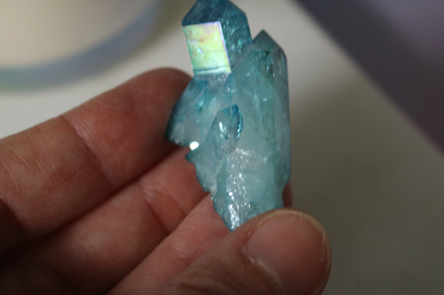 Aqua Aura Quartz mini peak, quartz cluster