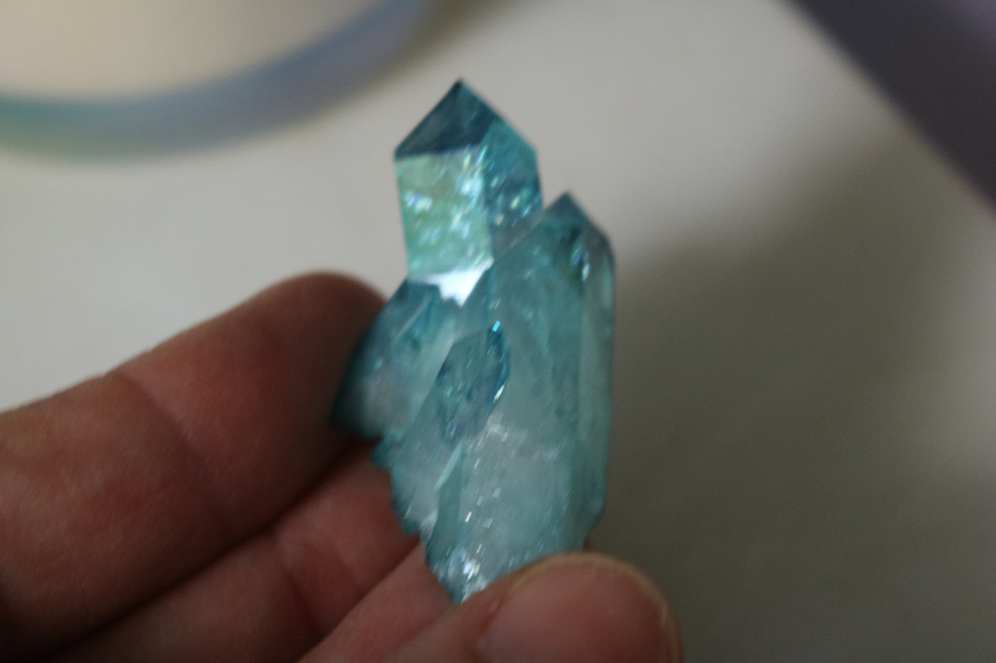 Aqua Aura Quartz mini peak, quartz cluster