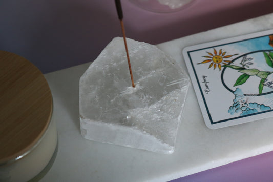 Selenite Incense Holder, gypsum incense burner
