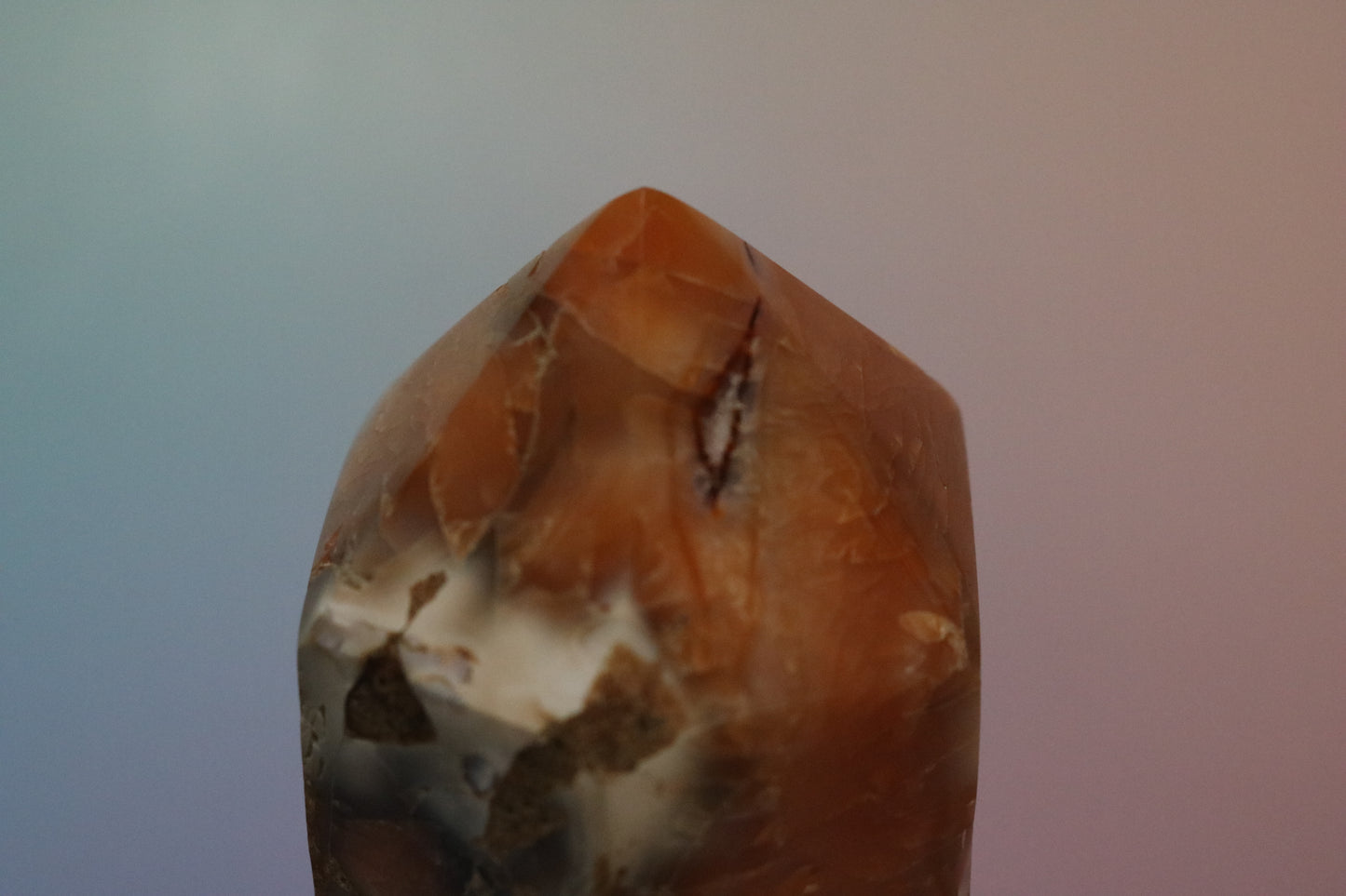 Opalized Carnelian Moss Agate Tower, XL