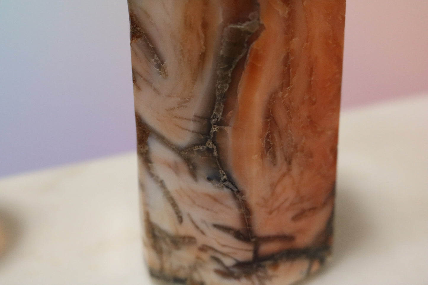 Opalized Carnelian Moss Agate Tower, XL
