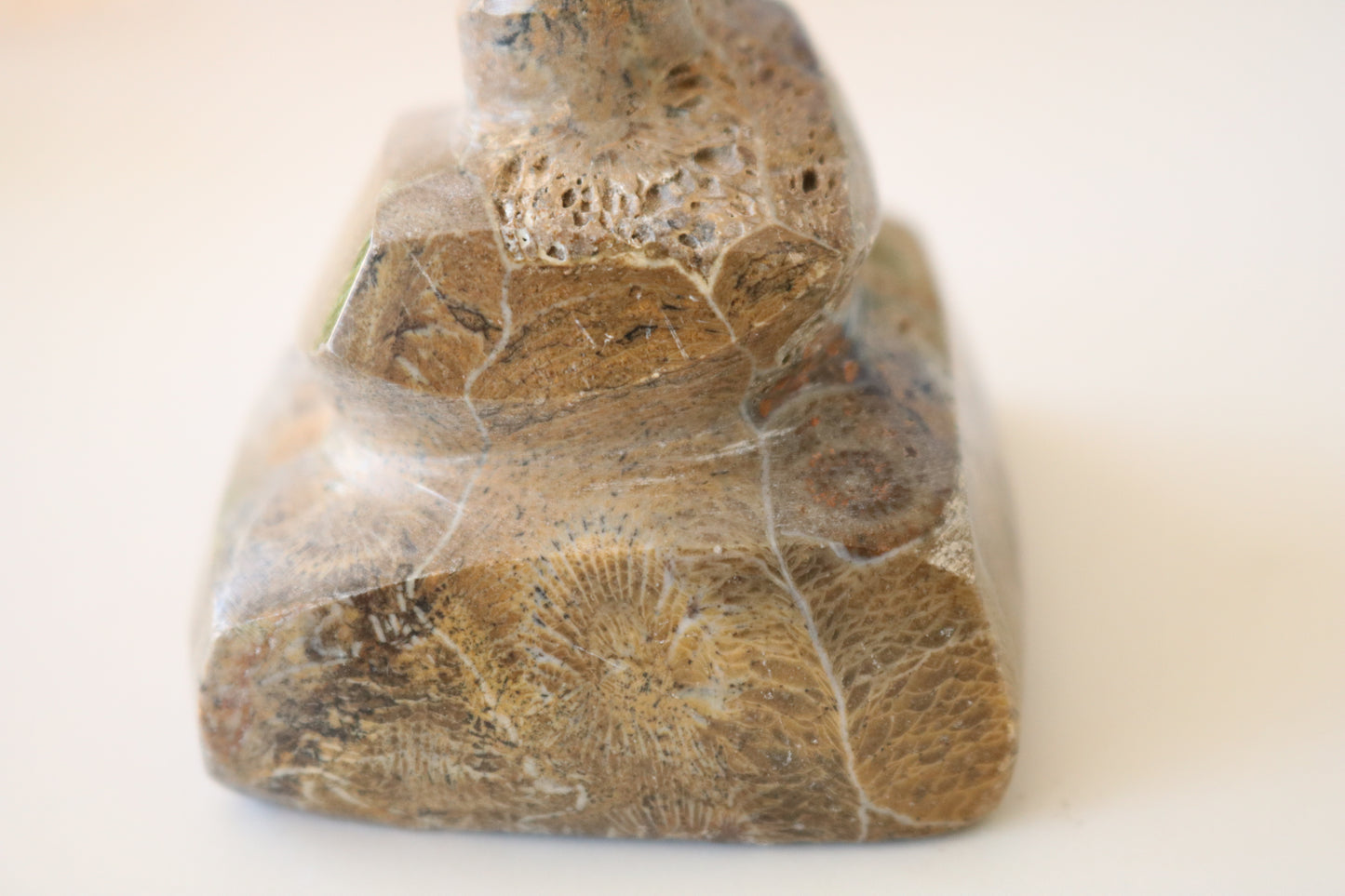 FOSSILIZED CORAL, POOP EMOJI CARVING CRYSTAL