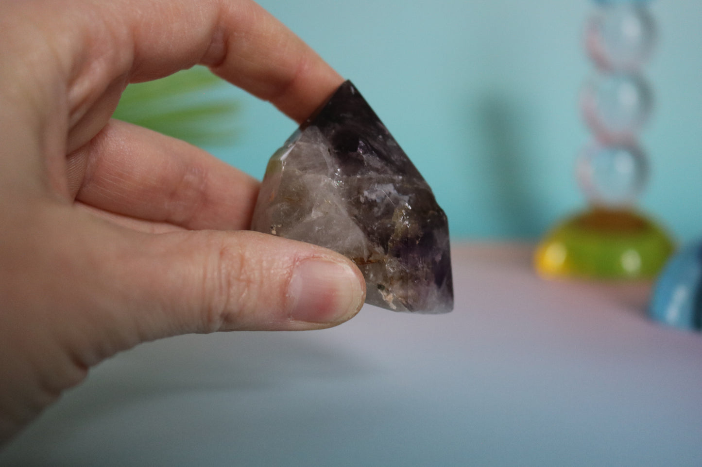 SMOKY AMETHYST QUARTZ TOWER - SIDE SLOPE