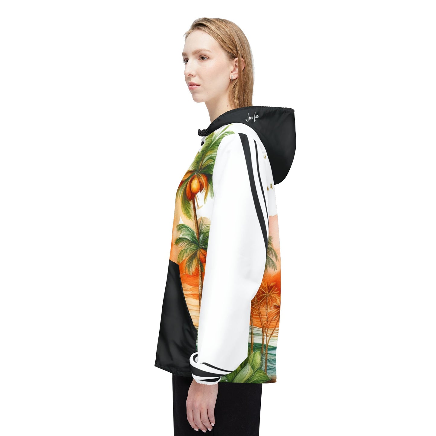 Kihei Tropical Sunset Windbreaker Jacket, Beachwear, Summer Fashion, Outdoor Adventure, Vacation Gear, Gift for Travel Lovers