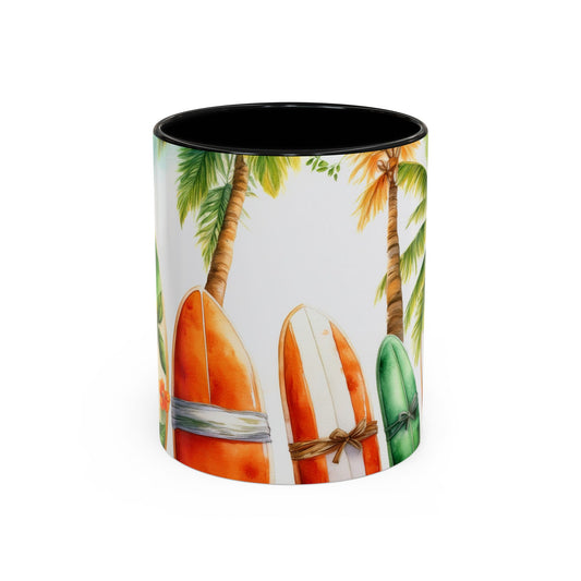 Surf-Inspired Accent Coffee Mug: Tropical Vibes, Beach Lover Gift, Summer Decor, Eco-Friendly, 11 & 15oz