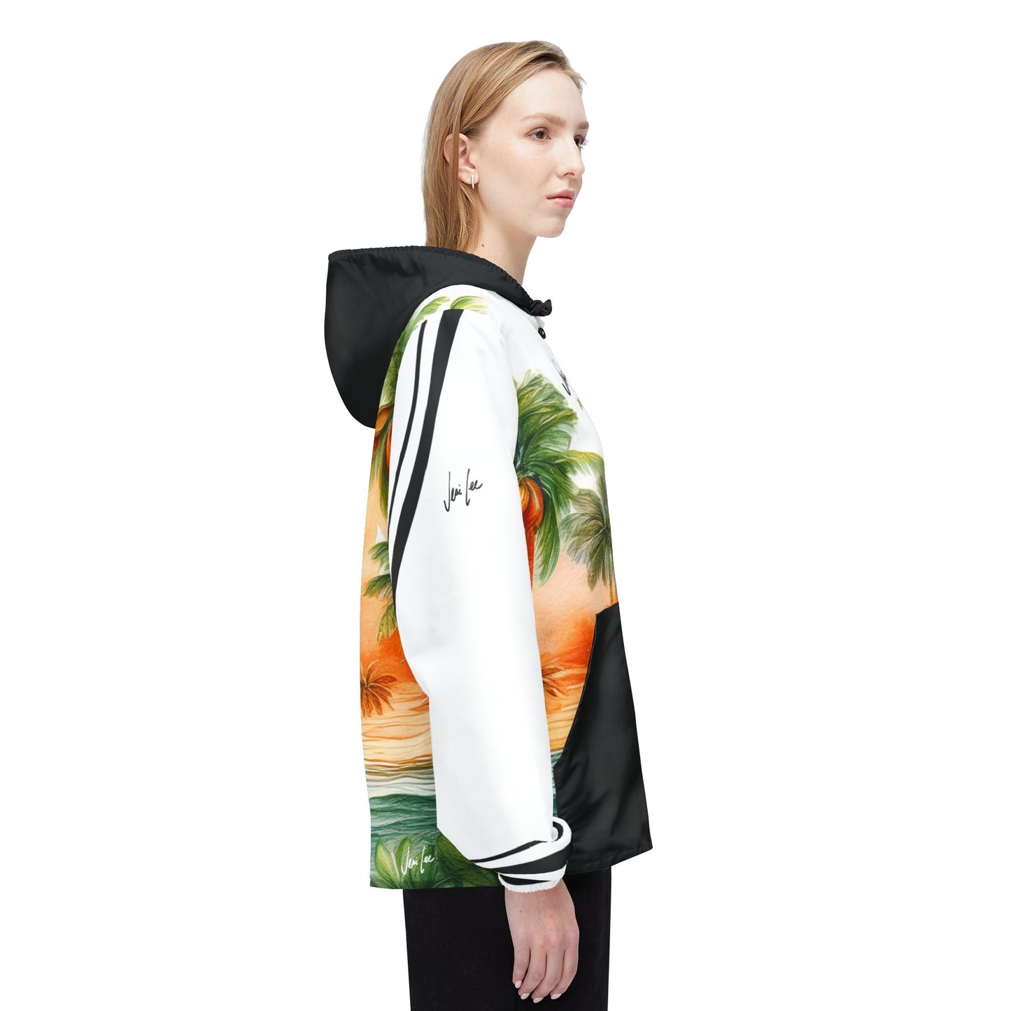 Kihei Tropical Sunset Windbreaker Jacket, Beachwear, Summer Fashion, Outdoor Adventure, Vacation Gear, Gift for Travel Lovers