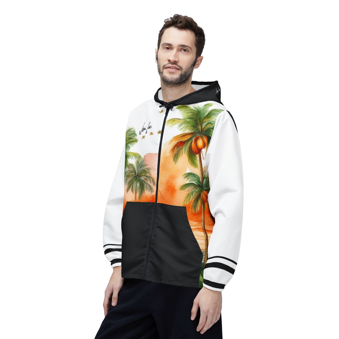 Kihei Tropical Sunset Windbreaker Jacket, Beachwear, Summer Fashion, Outdoor Adventure, Vacation Gear, Gift for Travel Lovers