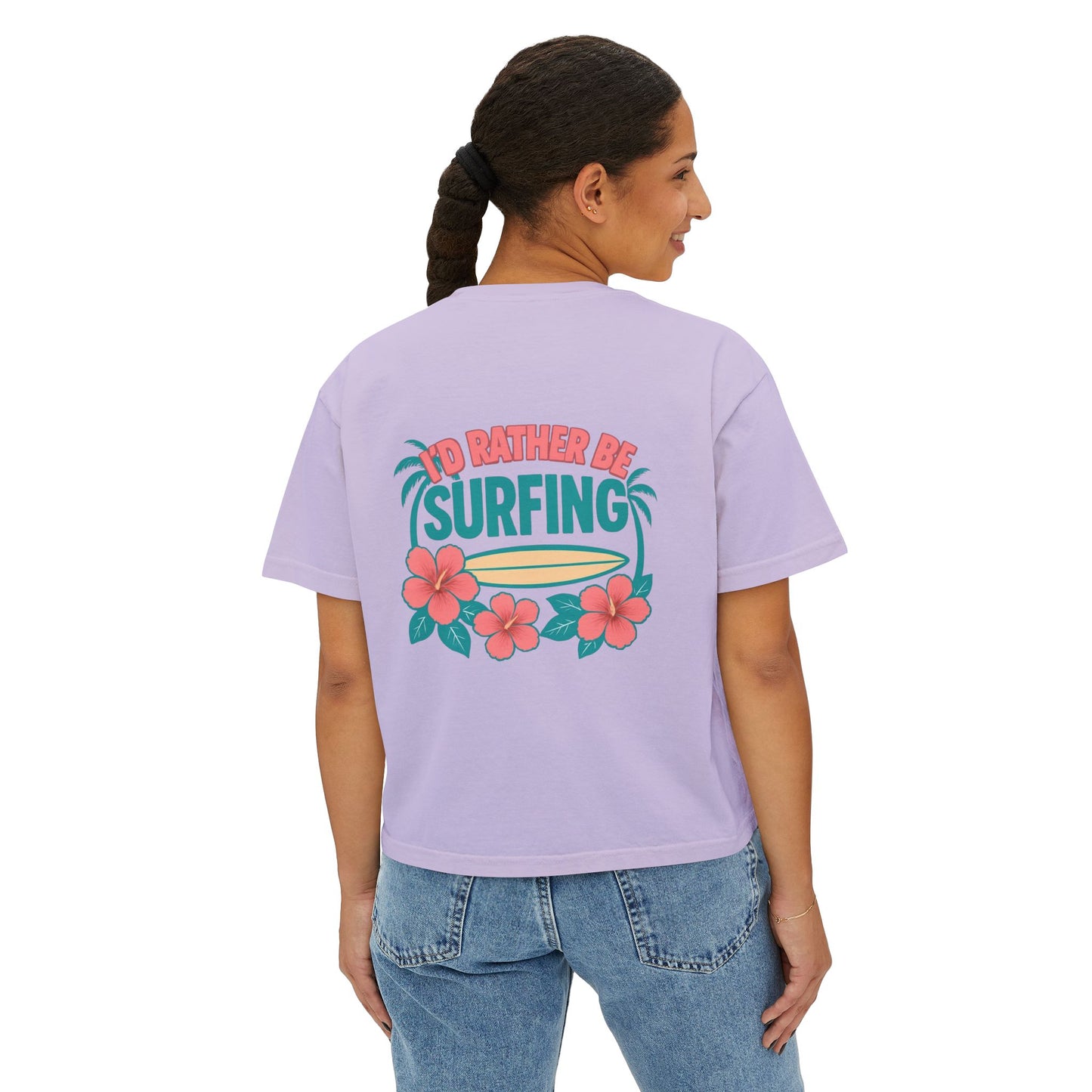 To Rather Be Surfing Boxy Tee — Women's Surf Floral Crop T-Shirt