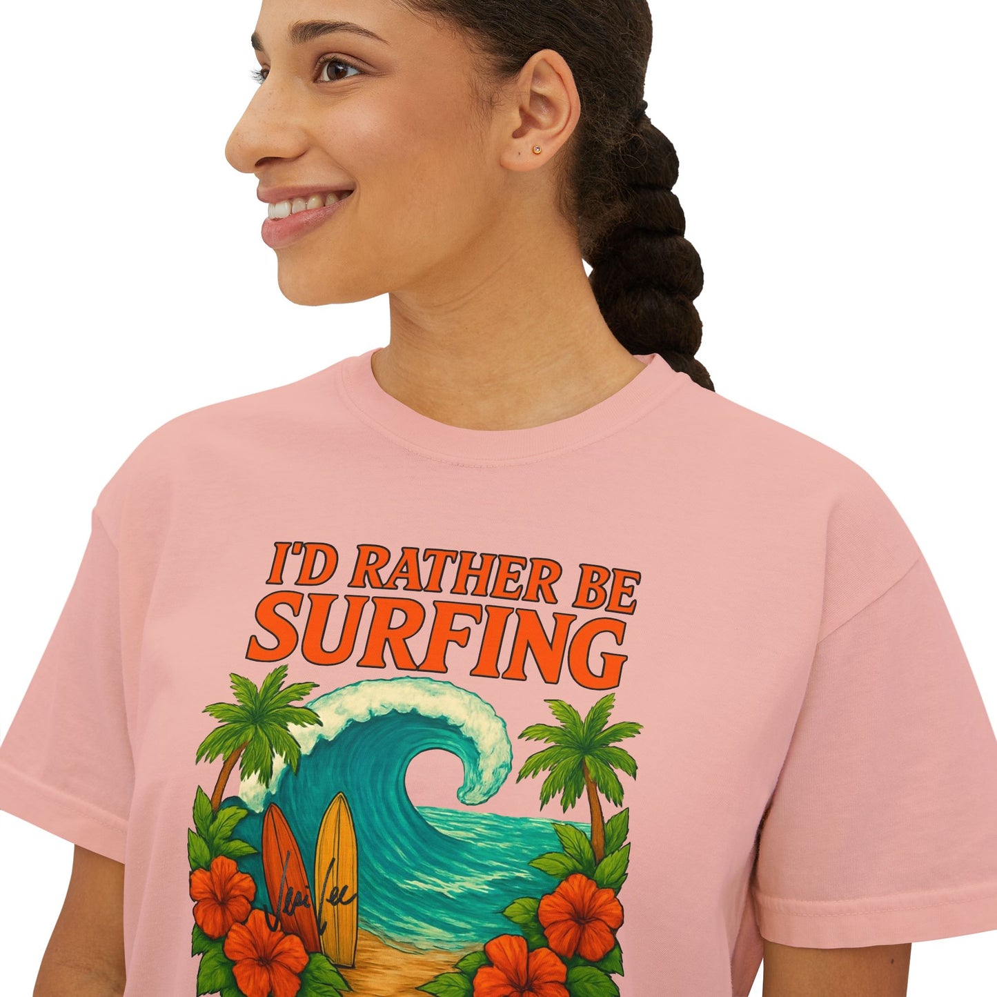 I'd Rather Be Surfing Boxy Tee — Vintage Surf Floral Women's T-Shirt
