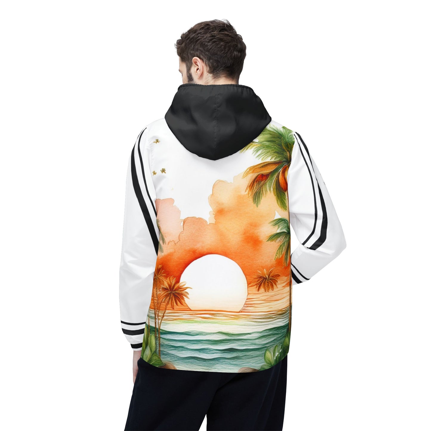 Kihei Tropical Sunset Windbreaker Jacket, Beachwear, Summer Fashion, Outdoor Adventure, Vacation Gear, Gift for Travel Lovers