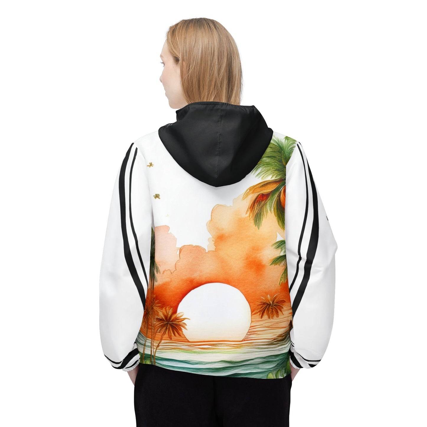 Kihei Tropical Sunset Windbreaker Jacket, Beachwear, Summer Fashion, Outdoor Adventure, Vacation Gear, Gift for Travel Lovers