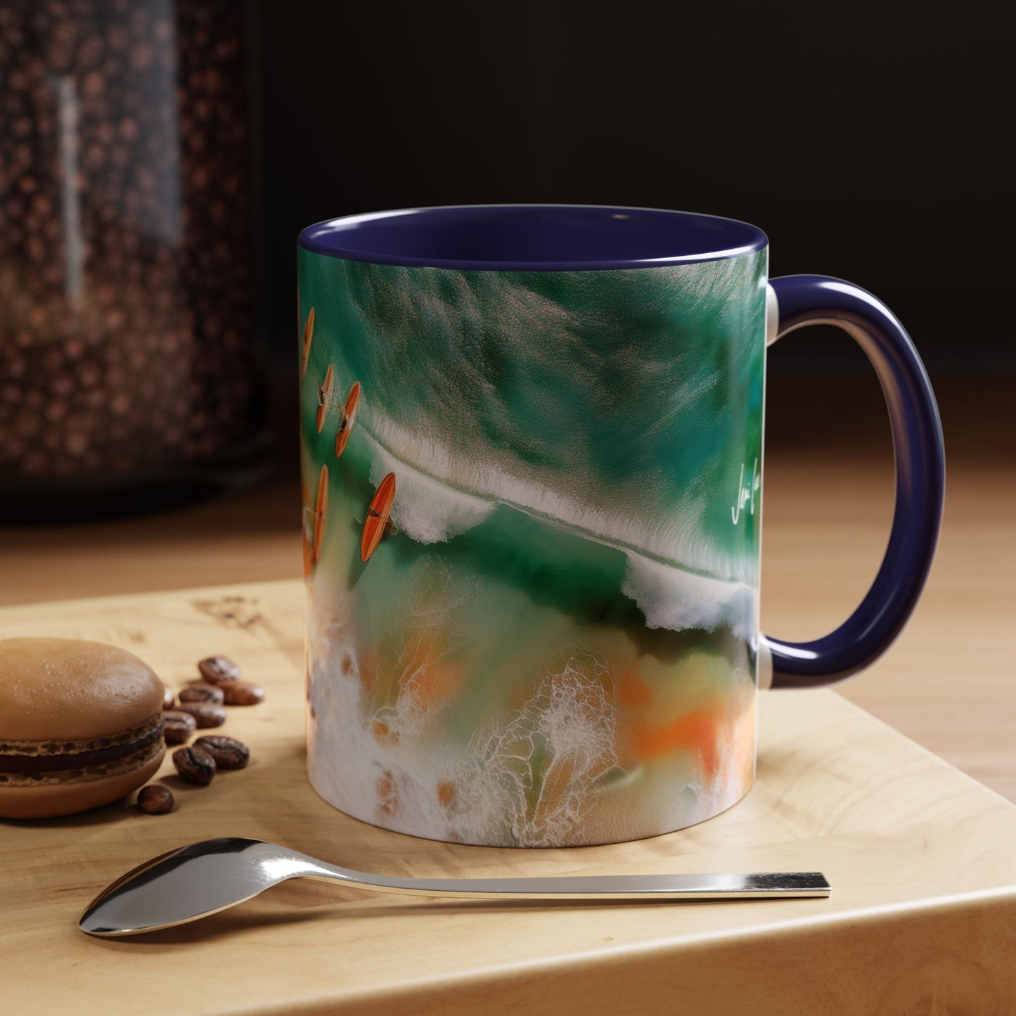 Surfs Up, Surfers on Beach Accent Coffee Mug: Tropical Vibes, Beach Lover Gift, Summer Decor, Eco-Friendly, 11 & 15oz