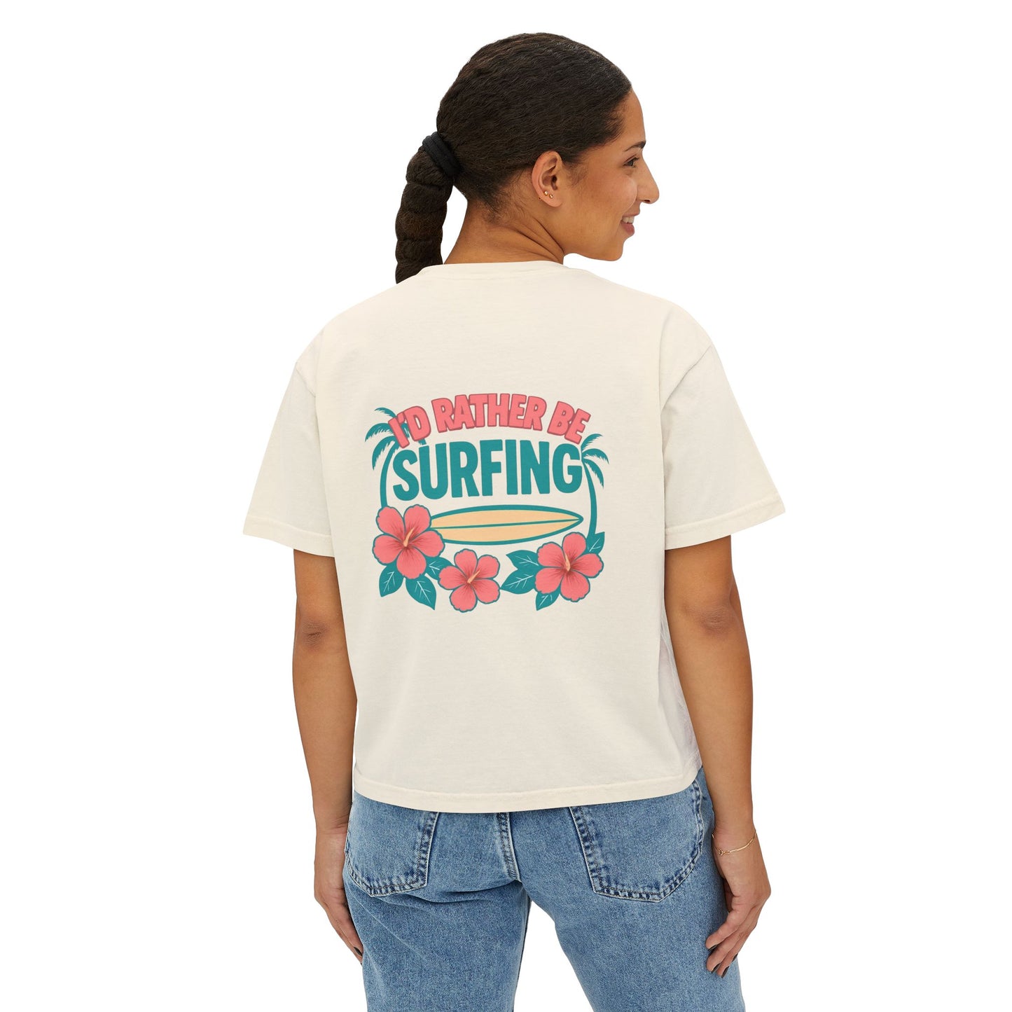 To Rather Be Surfing Boxy Tee — Women's Surf Floral Crop T-Shirt