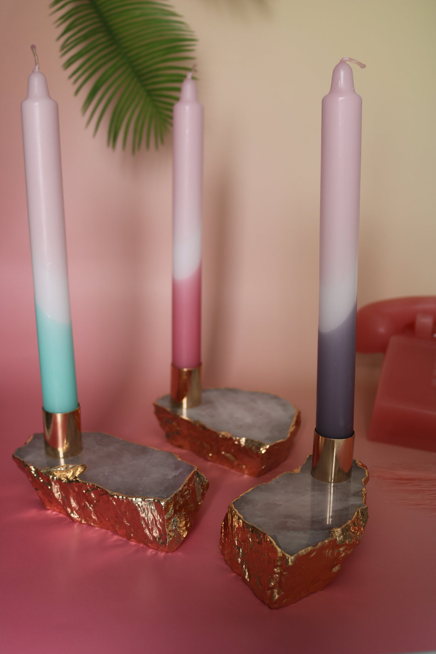 ROSE QUARTZ CANDLE HOLDER