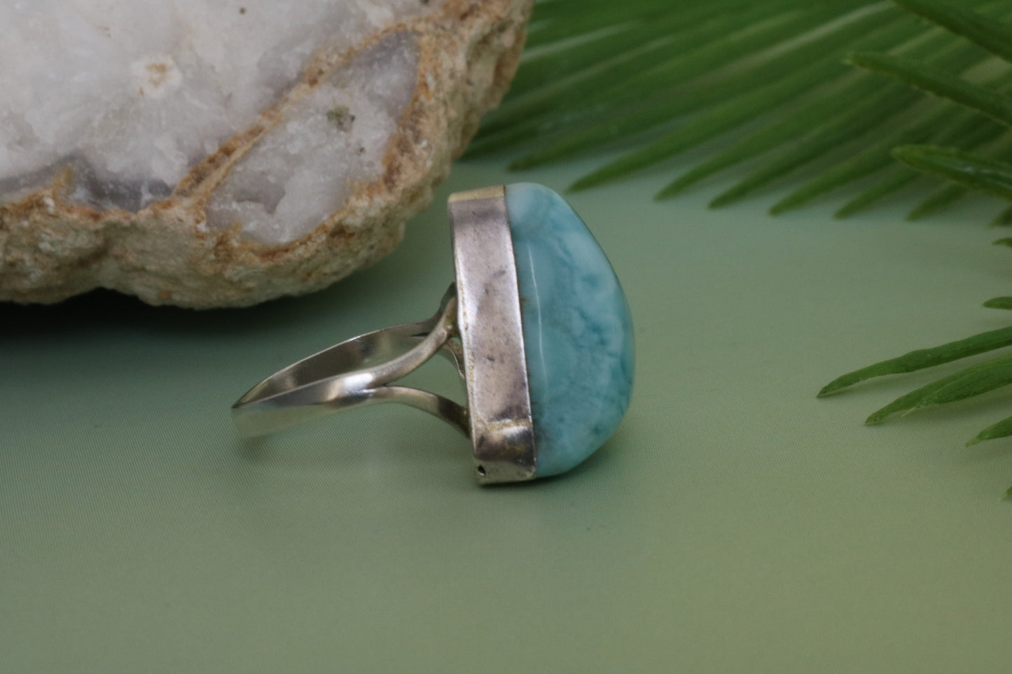 LARIMAR AA GRADE TRIANGLE RING